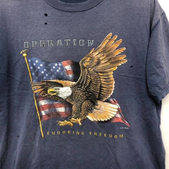 Vintage Hanes T-Shirt Tee Size Large 2001 Operation Enduring Freedom B247 -29 - Picture 13 of 16